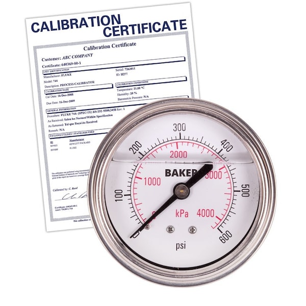 Baker Instruments AHNC-600P Pressure Gauge, 0-600 PSI, AHNC-600P-NIST - main